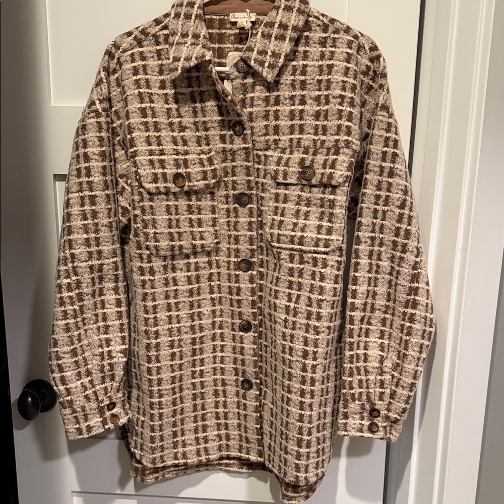 Hem and Thread-NWT-Plaid Brown Women's Jacket